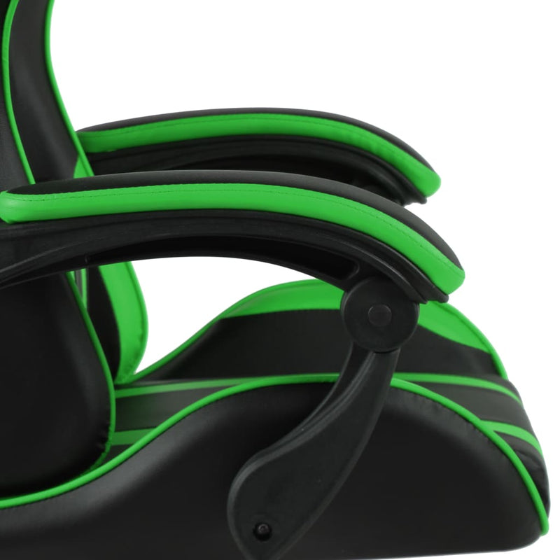 Racing Chair with Footrest Black and Green Faux Leather