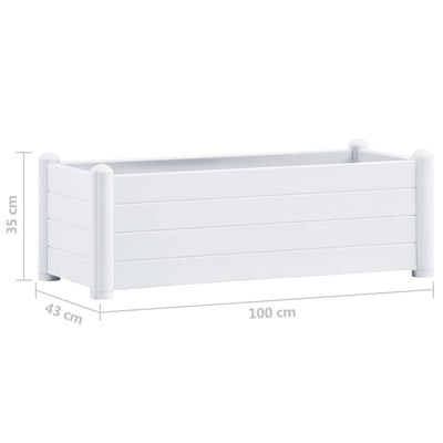 Garden Raised Bed PP White 100x43x35 cm