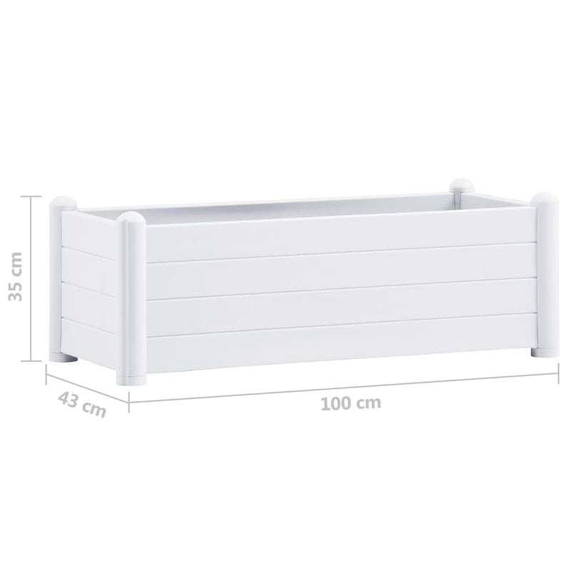 Garden Raised Bed PP White 100x43x35 cm