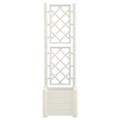 Garden Planter with Trellis 43x43x142 cm PP White