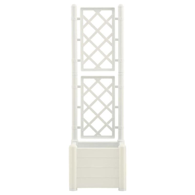 Garden Planter with Trellis 43x43x142 cm PP White