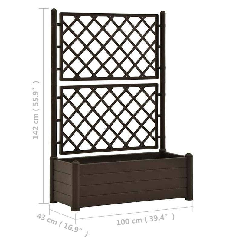 Garden Planter with Trellis 100x43x142 cm PP Mocha