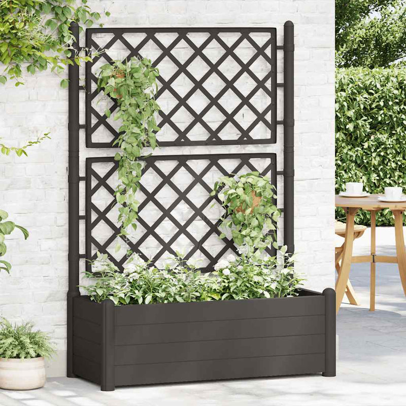 Garden Planter with Trellis 100x43x142 cm PP Anthracite