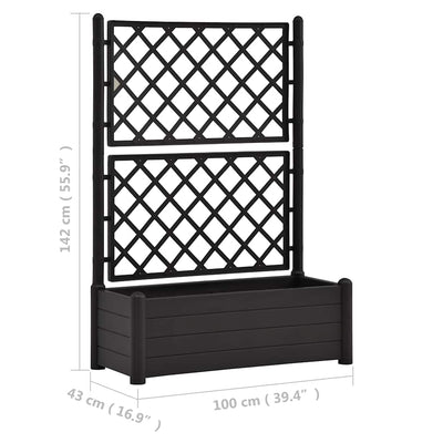 Garden Planter with Trellis 100x43x142 cm PP Anthracite