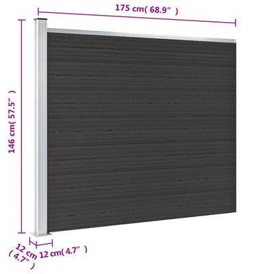 Fence Panel WPC 175x146 cm Black