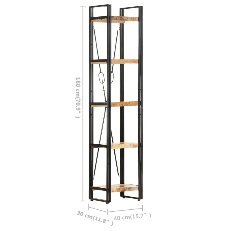 5-Tier Bookcase 40x30x180 cm Solid Mango Wood