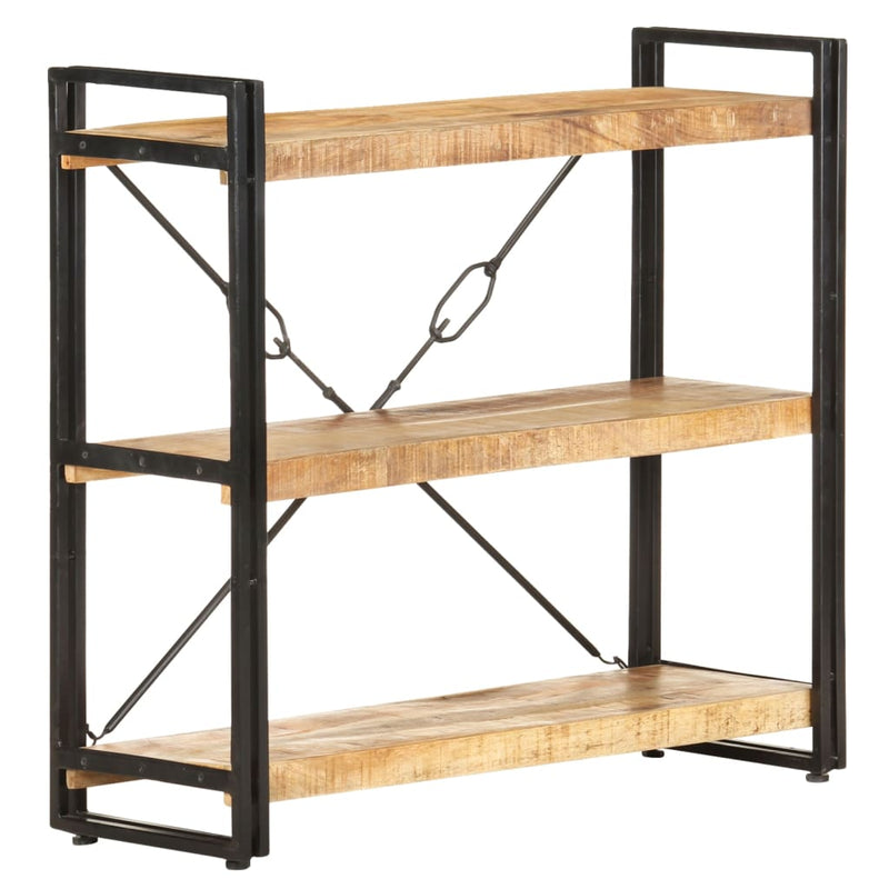 3-Tier Bookcase 90x30x80 cm Solid Mango Wood