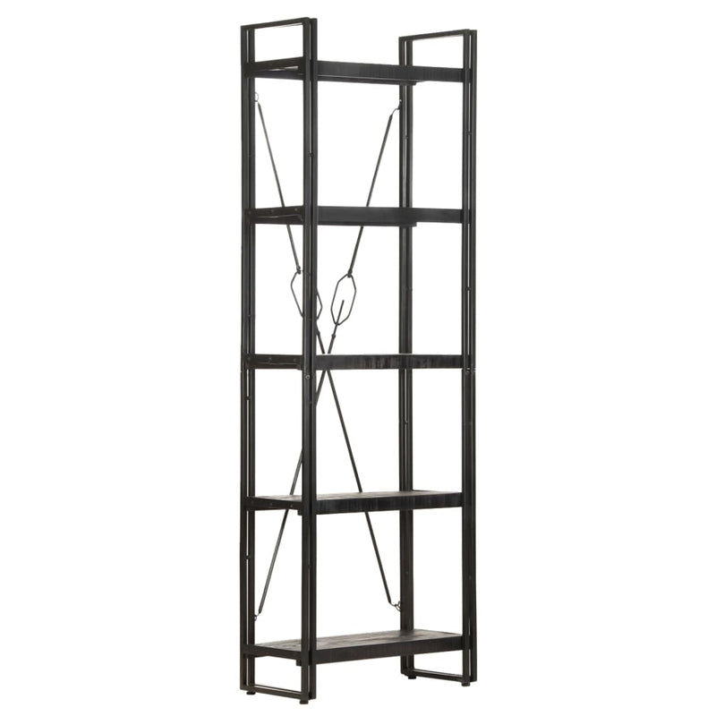 5-Tier Bookcase Black 60x30x180 cm Solid Mango Wood