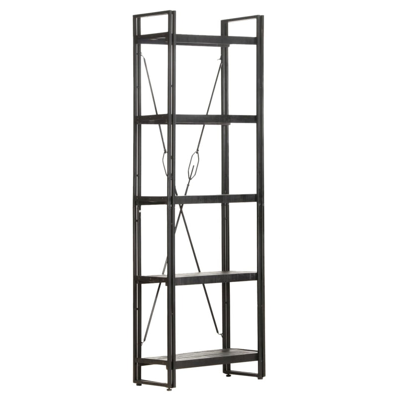 5-Tier Bookcase Black 60x30x180 cm Solid Mango Wood