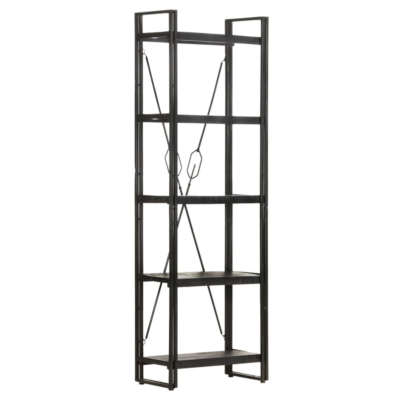 5-Tier Bookcase Black 60x30x180 cm Solid Mango Wood