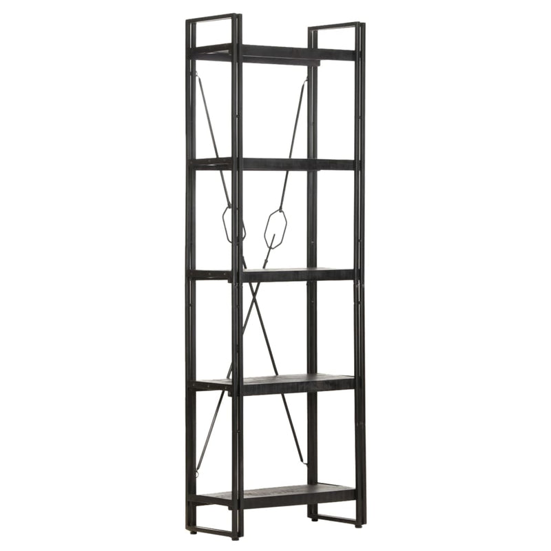 5-Tier Bookcase Black 60x30x180 cm Solid Mango Wood