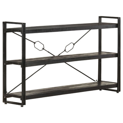 3-Tier Bookcase Black 140x30x80 cm Solid Mango Wood