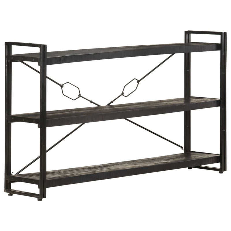 3-Tier Bookcase Black 140x30x80 cm Solid Mango Wood