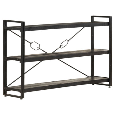 3-Tier Bookcase Black 140x30x80 cm Solid Mango Wood