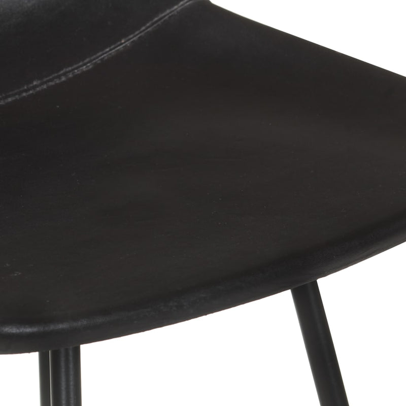 Bar Stools 2 pcs Black Real Leather