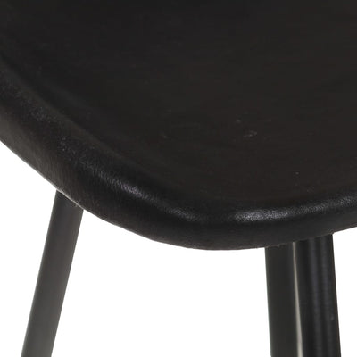 Bar Stools 4 pcs Black Real Leather