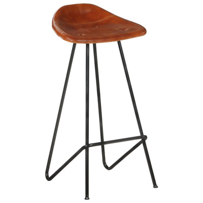 Bar Stools 2 pcs Brown Real Leather