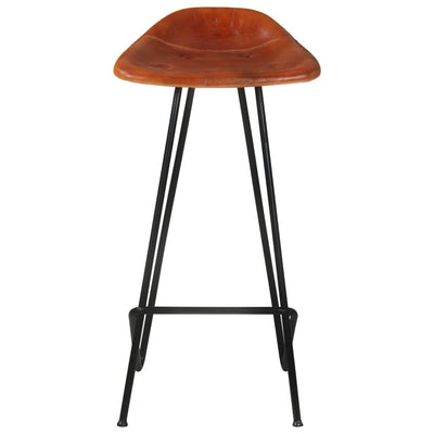 Bar Stools 2 pcs Brown Real Leather