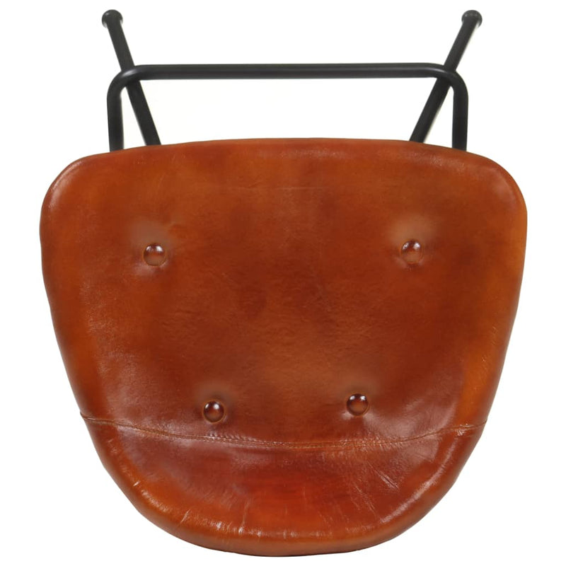 Bar Stools 2 pcs Brown Real Leather