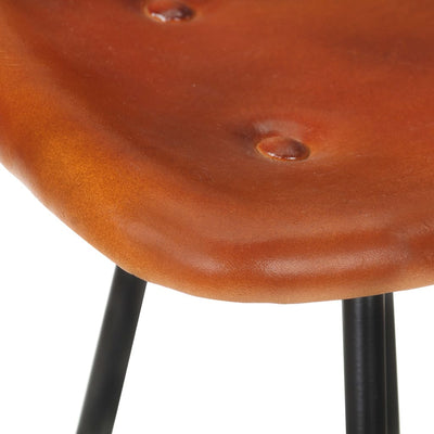 Bar Stools 2 pcs Brown Real Leather