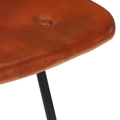 Bar Stools 2 pcs Brown Real Leather