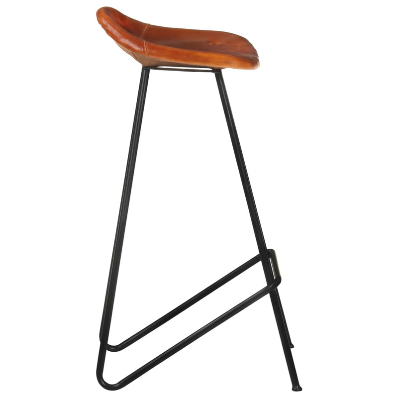 Bar Stools 4 pcs Brown Real Leather