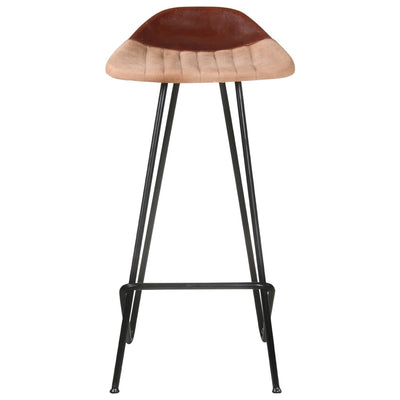 Bar Stools 2 pcs Brown Real Leather