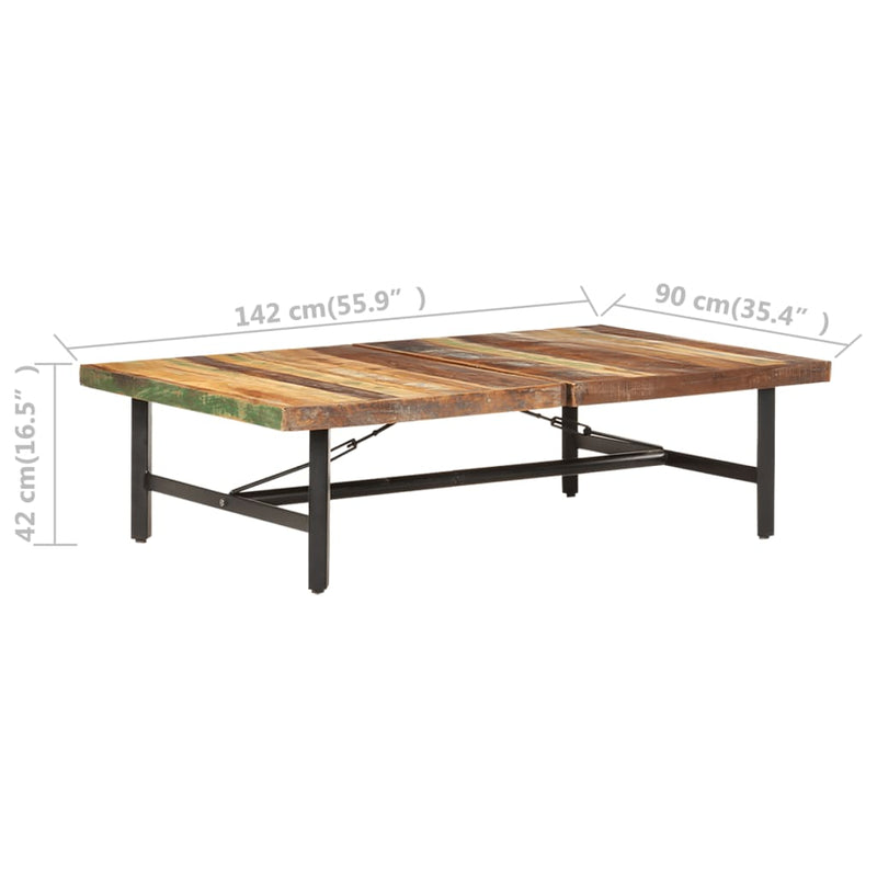 Coffee Table 142x90x42 cm Solid Reclaimed Wood