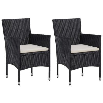 3 Piece Garden Dining Set Black Poly Rattan and Acacia Wood