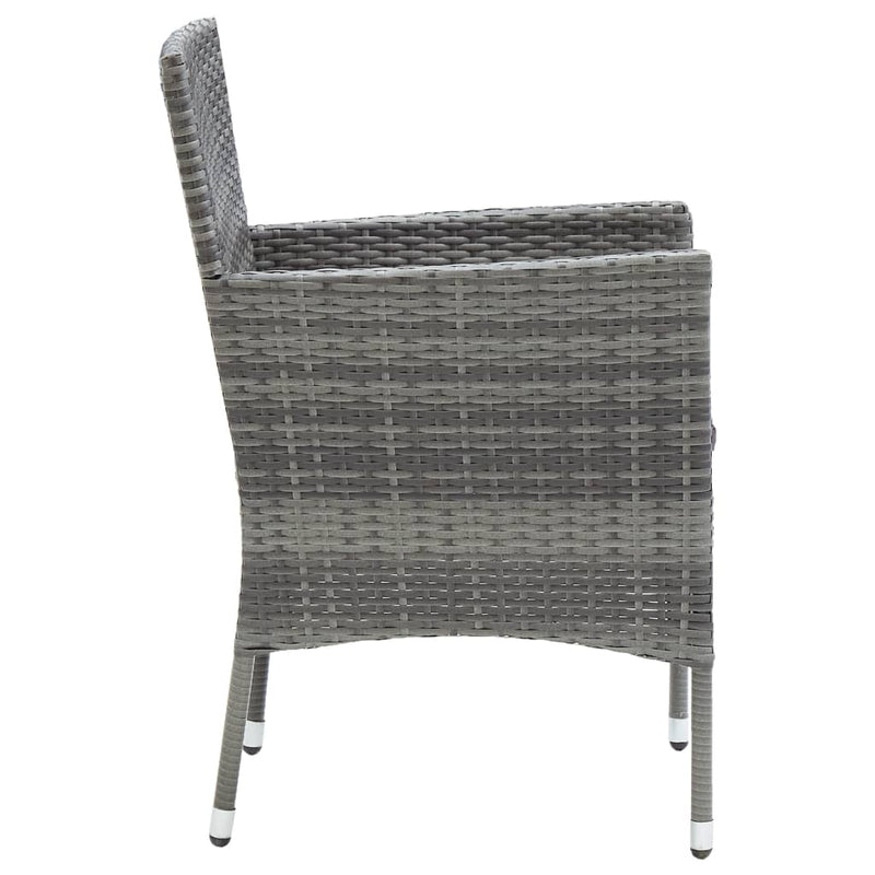 5 Piece Garden Dining Set Grey Poly Rattan and Glass