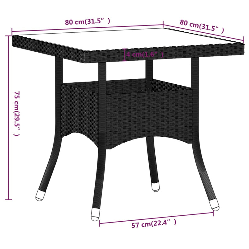 5 Piece Garden Dining Set Poly Rattan & Solid Acacia Wood Black