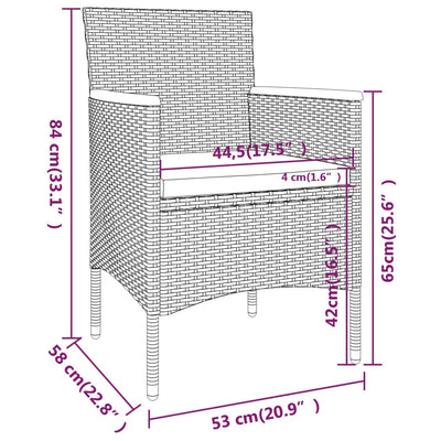 5 Piece Garden Dining Set Poly Rattan and Tempered Glass Grey