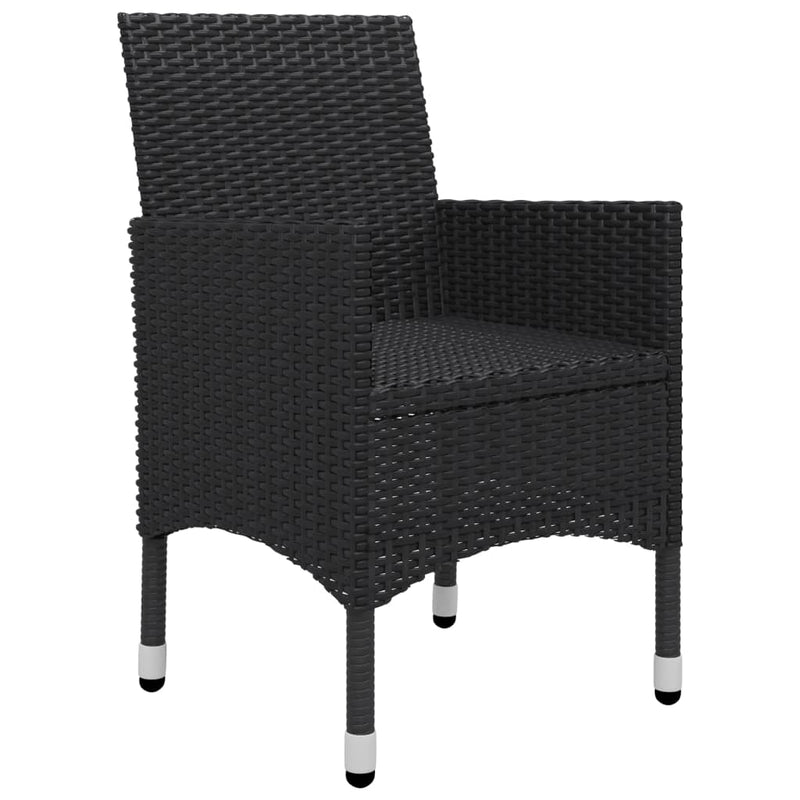 3 Piece Bistro Set Poly Rattan and Tempered Glass Black