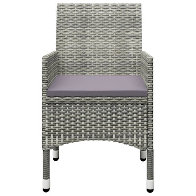 3 Piece Garden Bistro Set Poly Rattan and Tempered Glass Grey