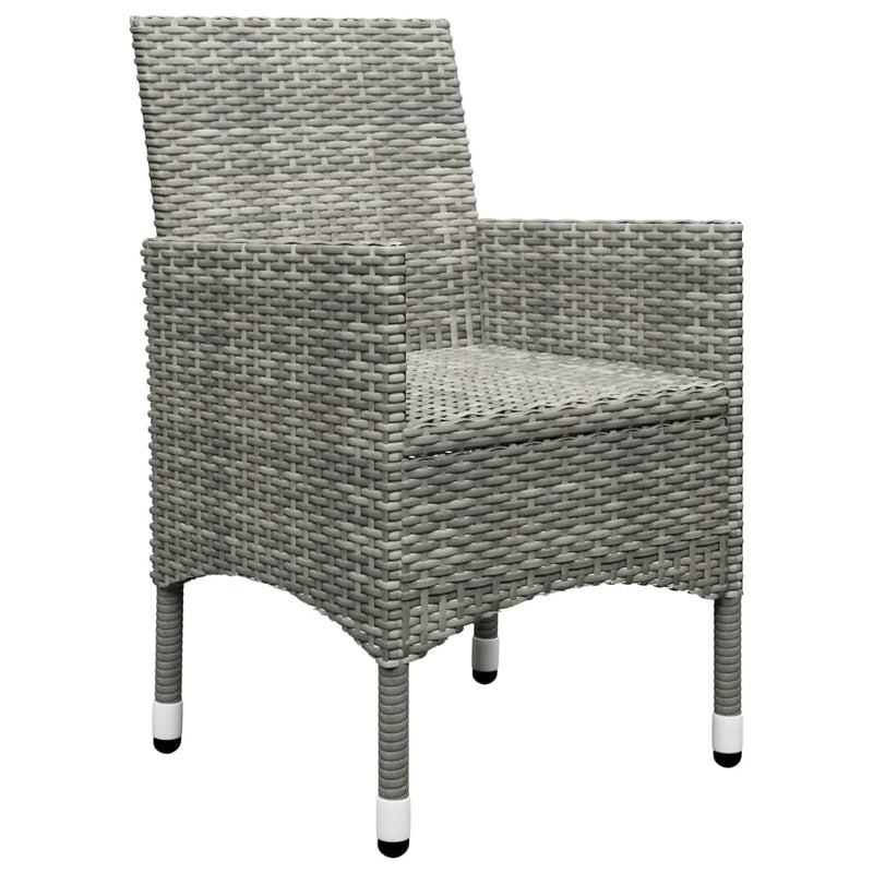 3 Piece Garden Bistro Set Poly Rattan and Tempered Glass Grey