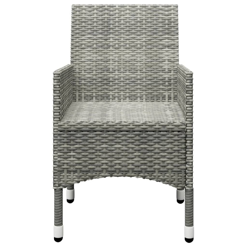 3 Piece Garden Bistro Set Poly Rattan and Tempered Glass Grey