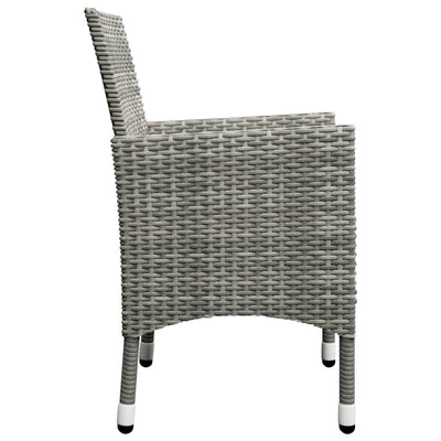 3 Piece Garden Bistro Set Poly Rattan and Tempered Glass Grey