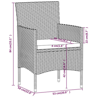 5 Piece Garden Bistro Set Poly Rattan and Tempered Glass Grey