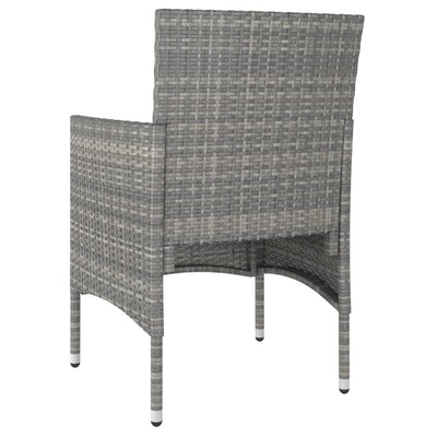 3 Piece Garden Dining Set Poly Rattan and Tempered Glass Grey