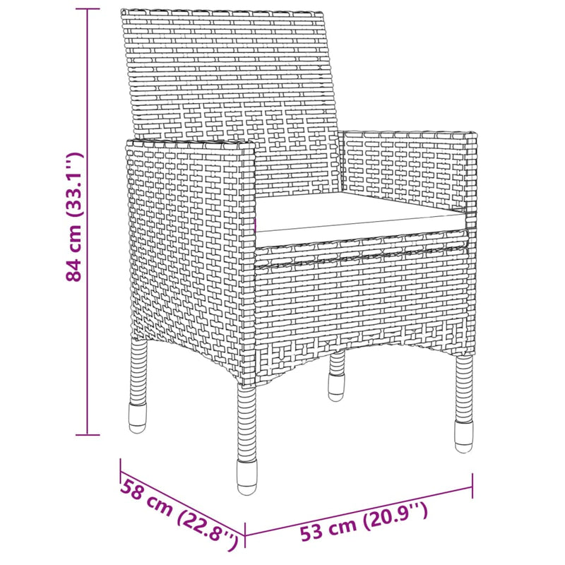 5 Piece Garden Dining Set Poly Rattan and Tempered Glass Grey