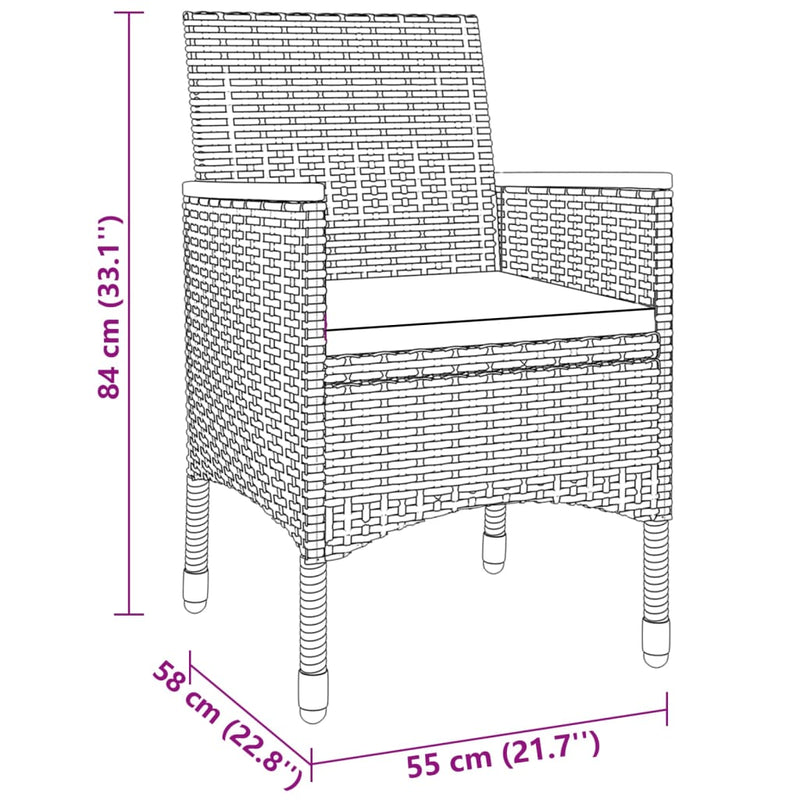 5 Piece Garden Dining Set Poly Rattan and Tempered Glass Black