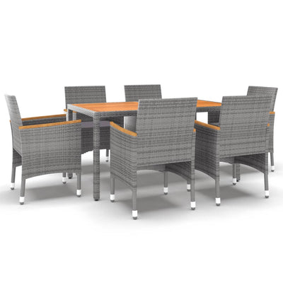 7 Piece Garden Dining Set Poly Rattan Grey