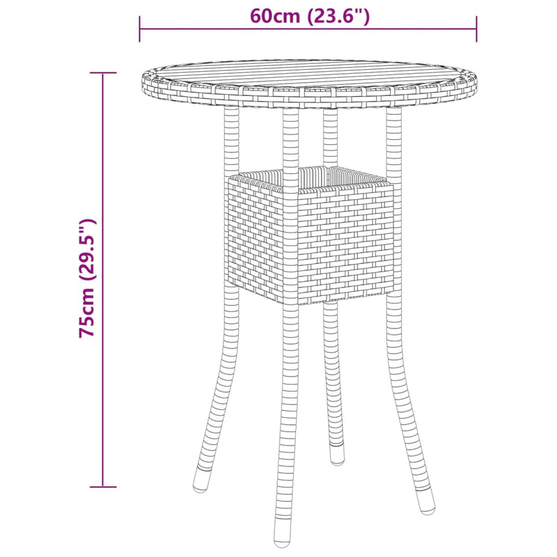 3 Piece Garden Dining Set Poly Rattan Black