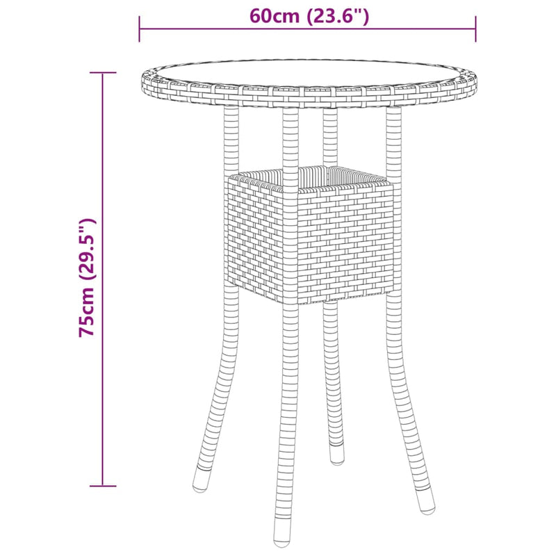 3 Piece Garden Dining Set Poly Rattan Grey