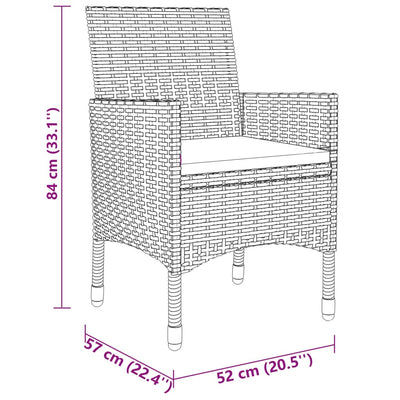 3 Piece Garden Dining Set Poly Rattan Grey