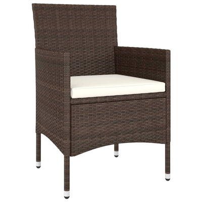 5 Piece Garden Lounge Set Poly Rattan Brown