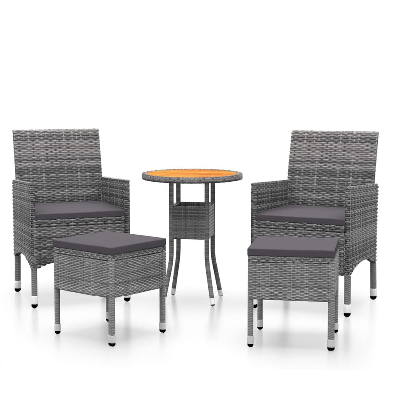 5 Piece Garden Lounge Set Poly Rattan Grey