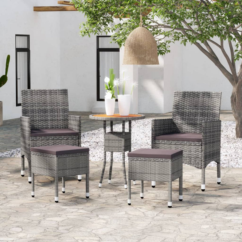 5 Piece Garden Lounge Set Poly Rattan Grey