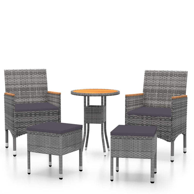 5 Piece Garden Lounge Set Poly Rattan Grey