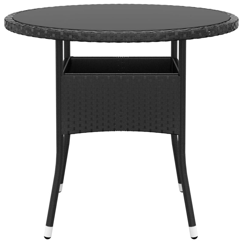 3 Piece Garden Dining Set Poly Rattan Black